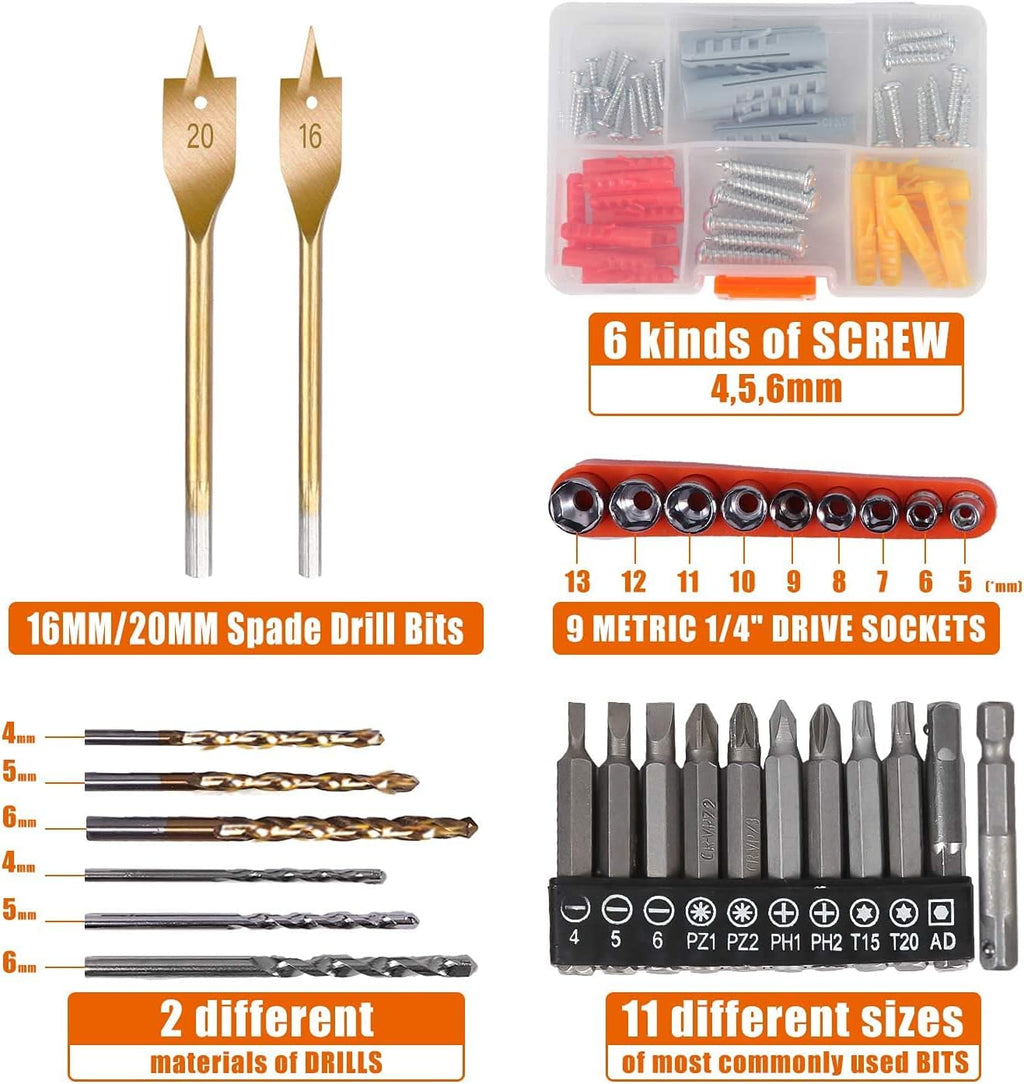 16.8V Cordless Drill Set with 2 Batteries Y418