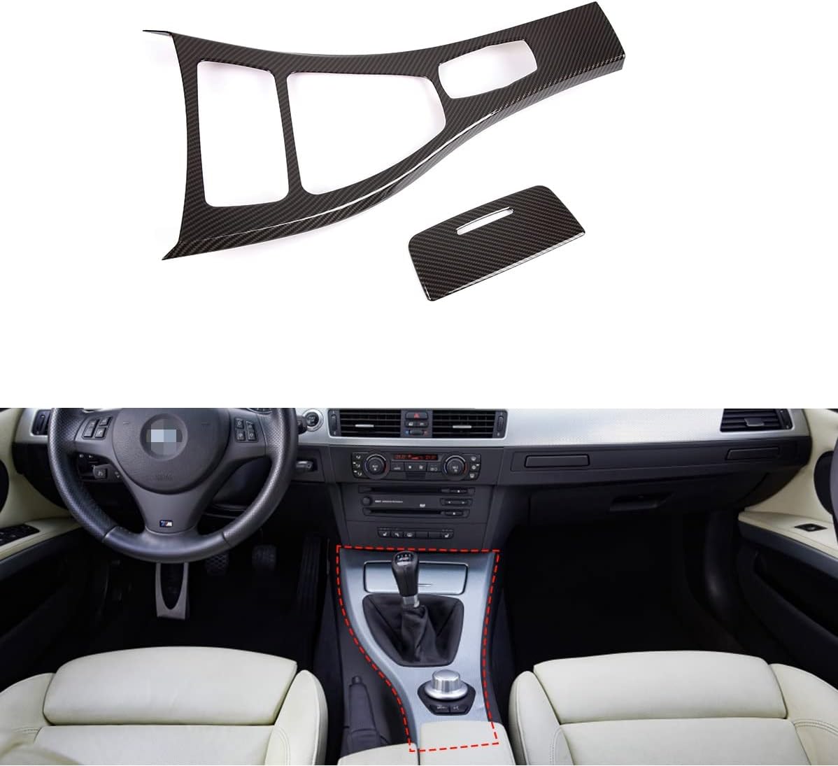 Carbon Fiber Center Console Gear Shift Frame Pack of 2 L913208