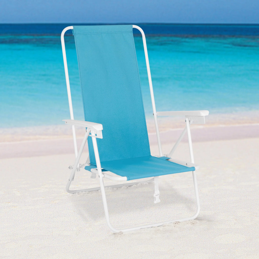 Blue High Back Reclining Backpack Beach Chair U536