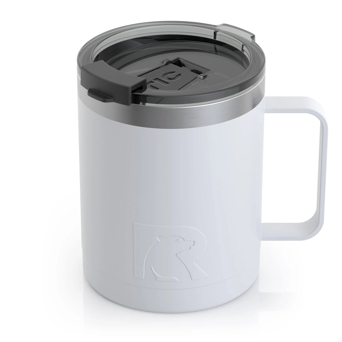12oz White Stainless Steel Insulated Coffee Mug with Handle Y72915