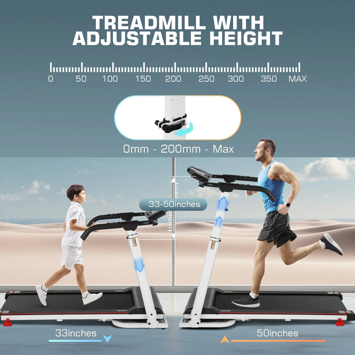 Folding Treadmill with Removable Desk, White P776