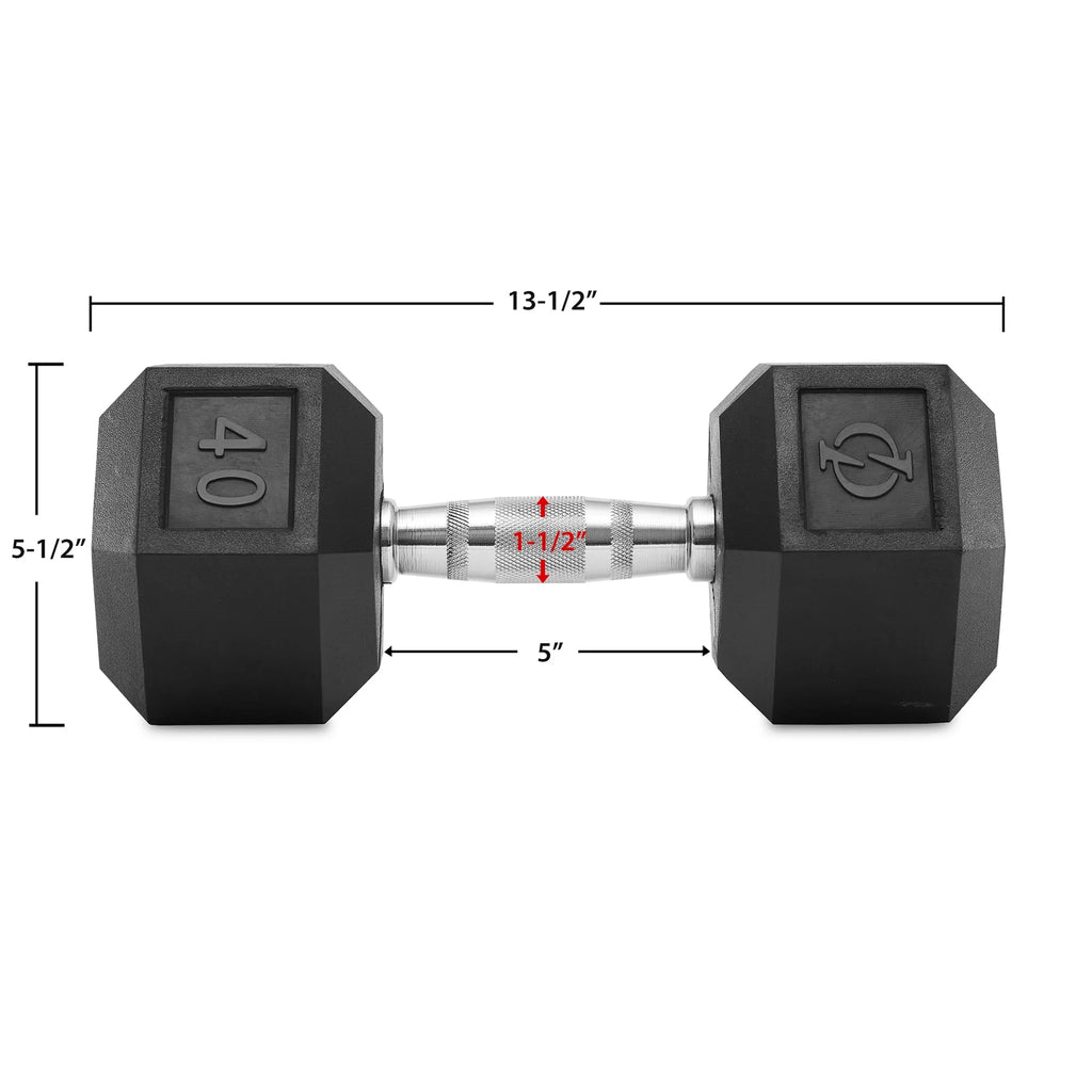 45 lbs Rubber Coated Hex Dumbbell G177128