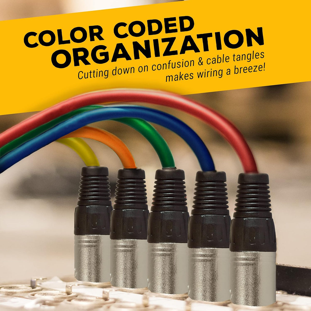 12ft XLR Male to XLR Female Colored Cables 6 Pack V63951