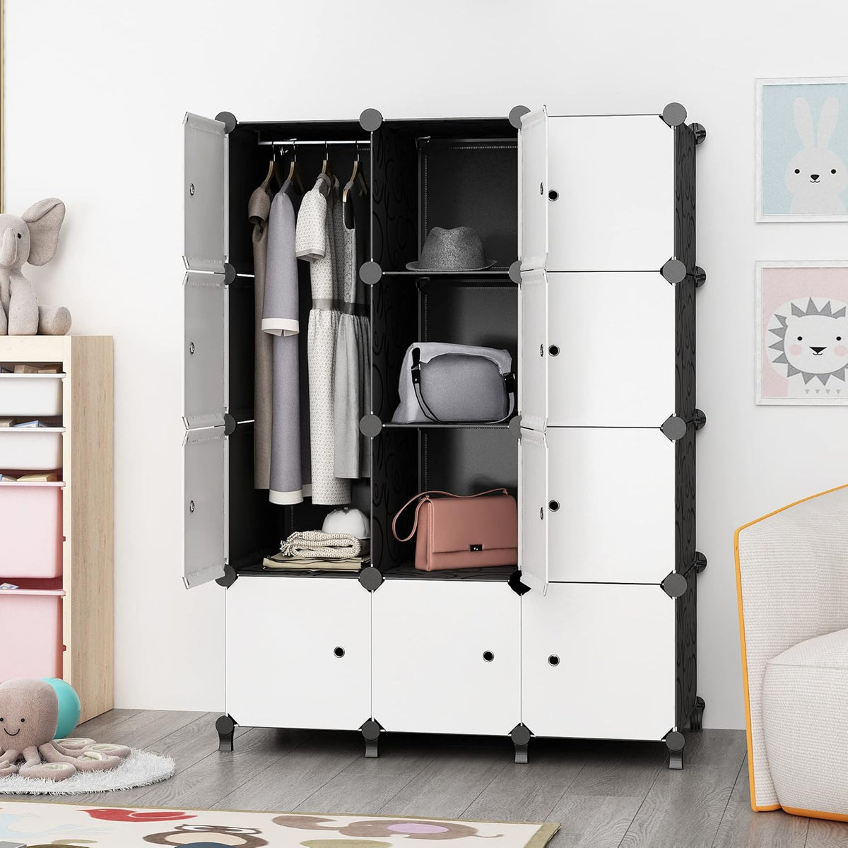 Portable Closet 12 Cube Storage Organizer Cabinet B5968