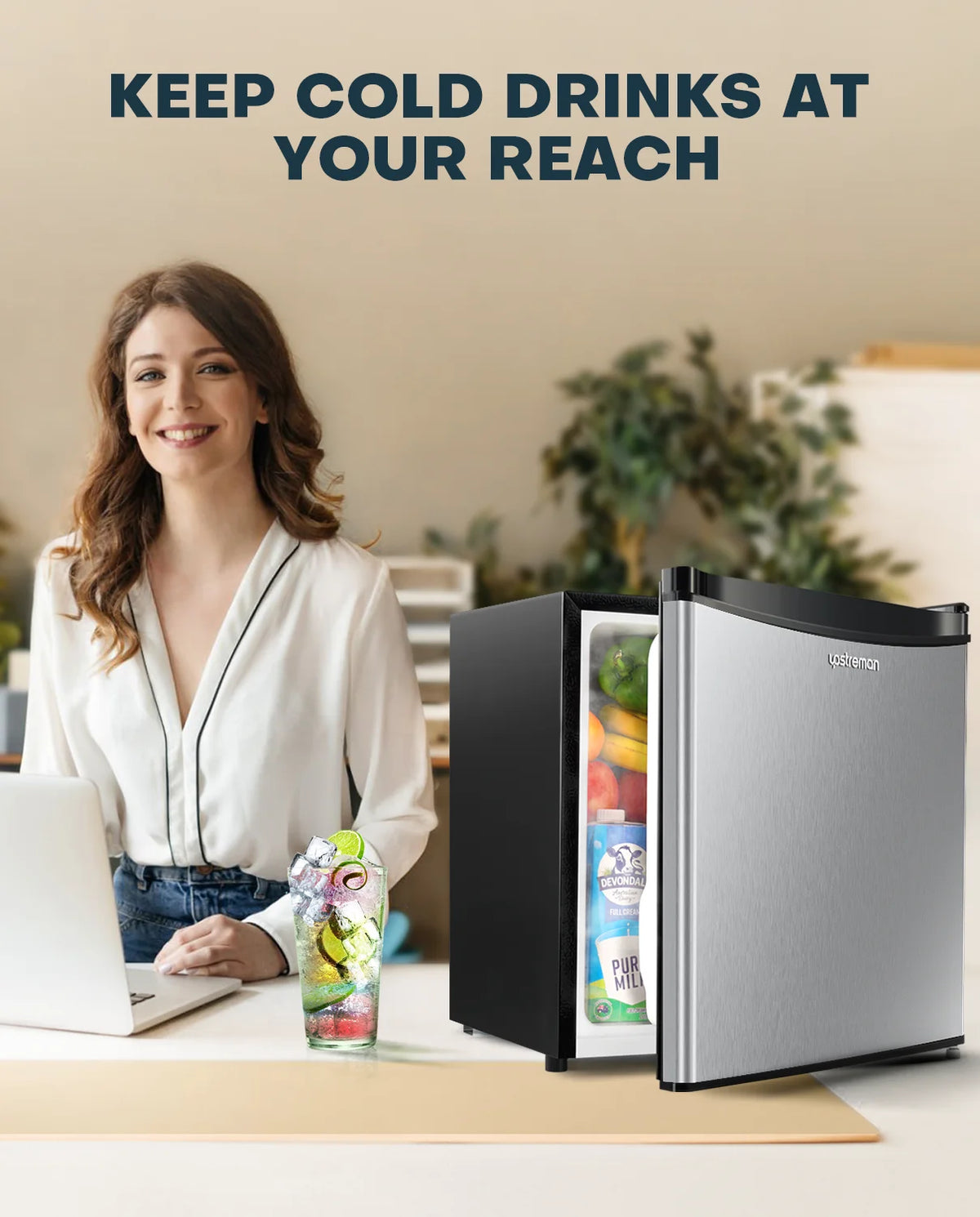 1.7 Cu.ft Mini Fridge with Freezer, Black Compact Refrigerator B3714