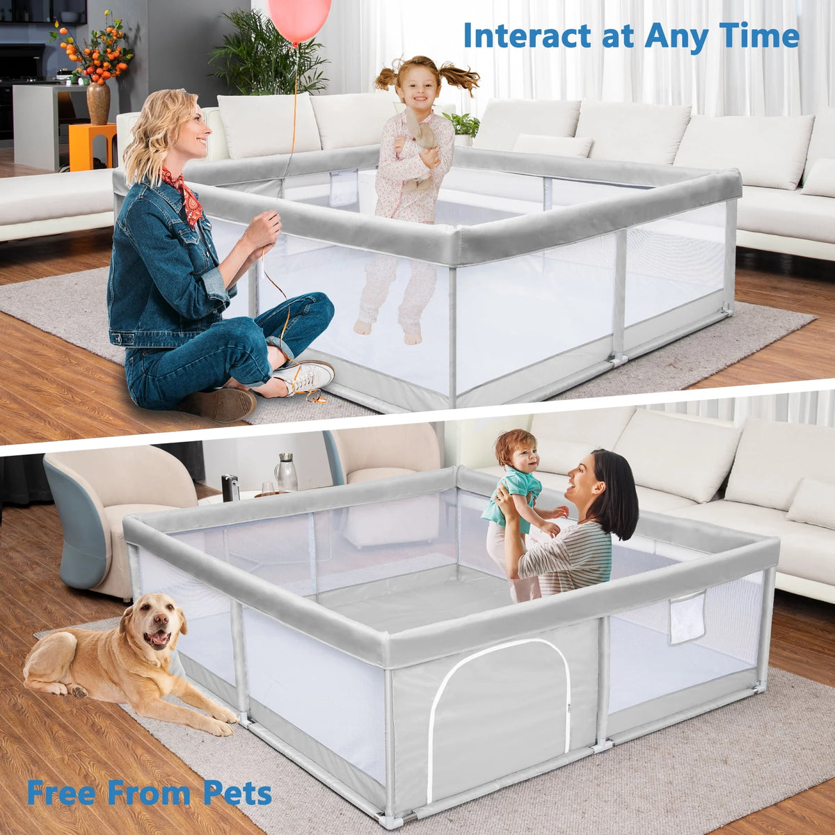 Large Gray Baby Playpen J1336