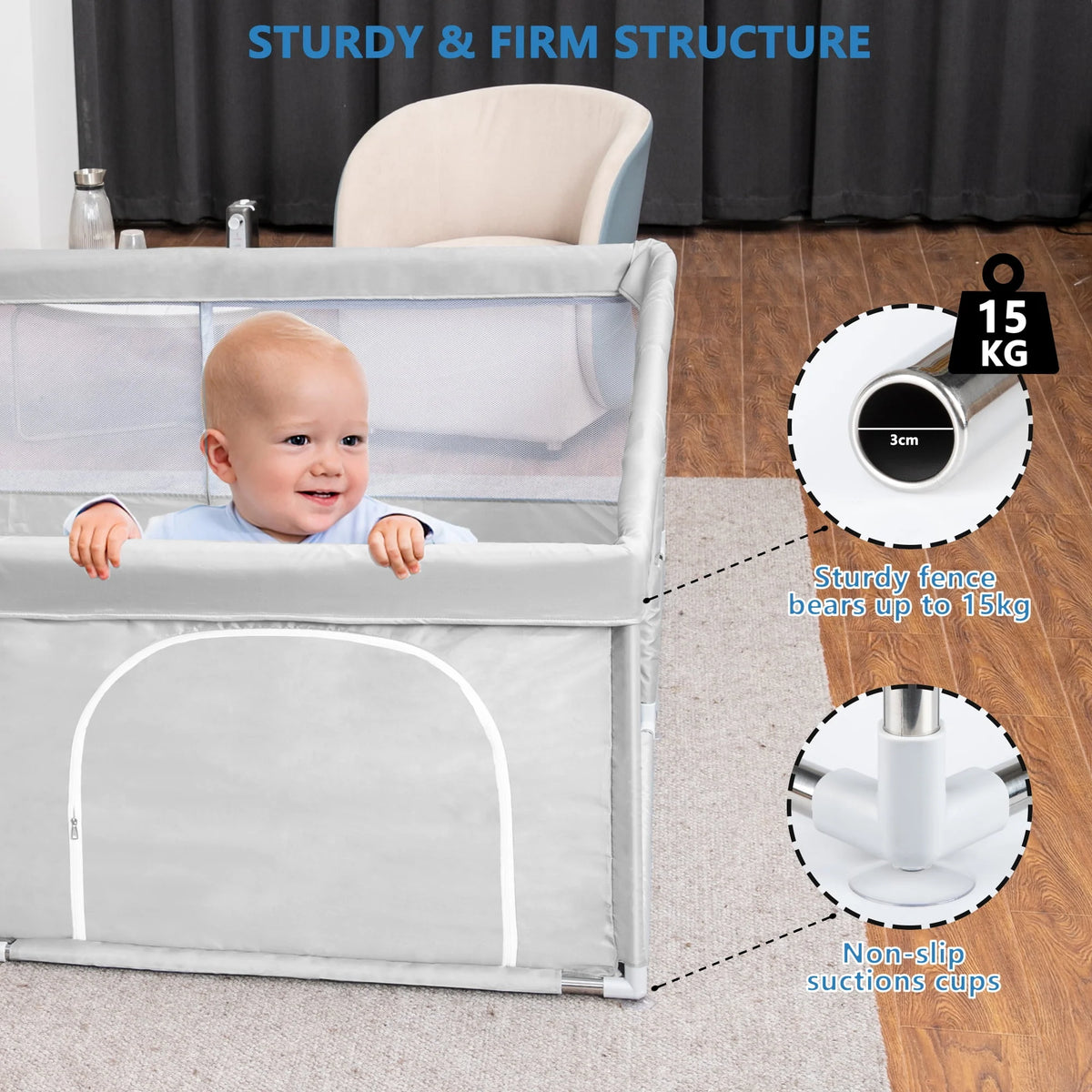 Large Gray Baby Playpen J1336