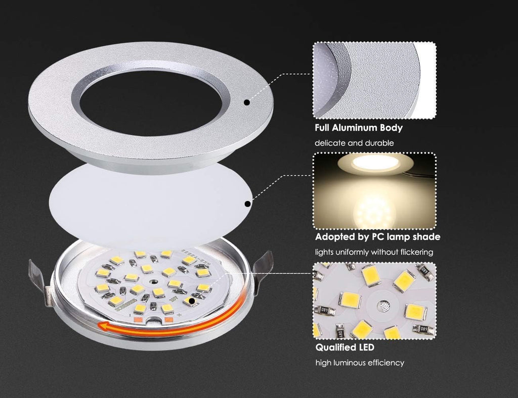 12V Waterproof Ultra-Thin LED Ceiling Light 3000K Warm White 12 Pack Y4571