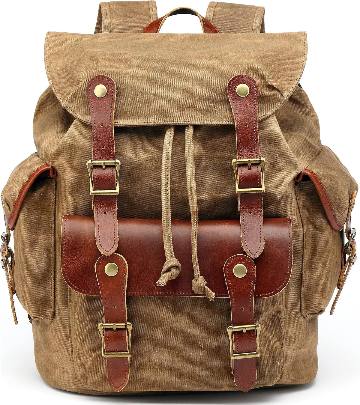 Waxed Canvas Leather Backpack O763