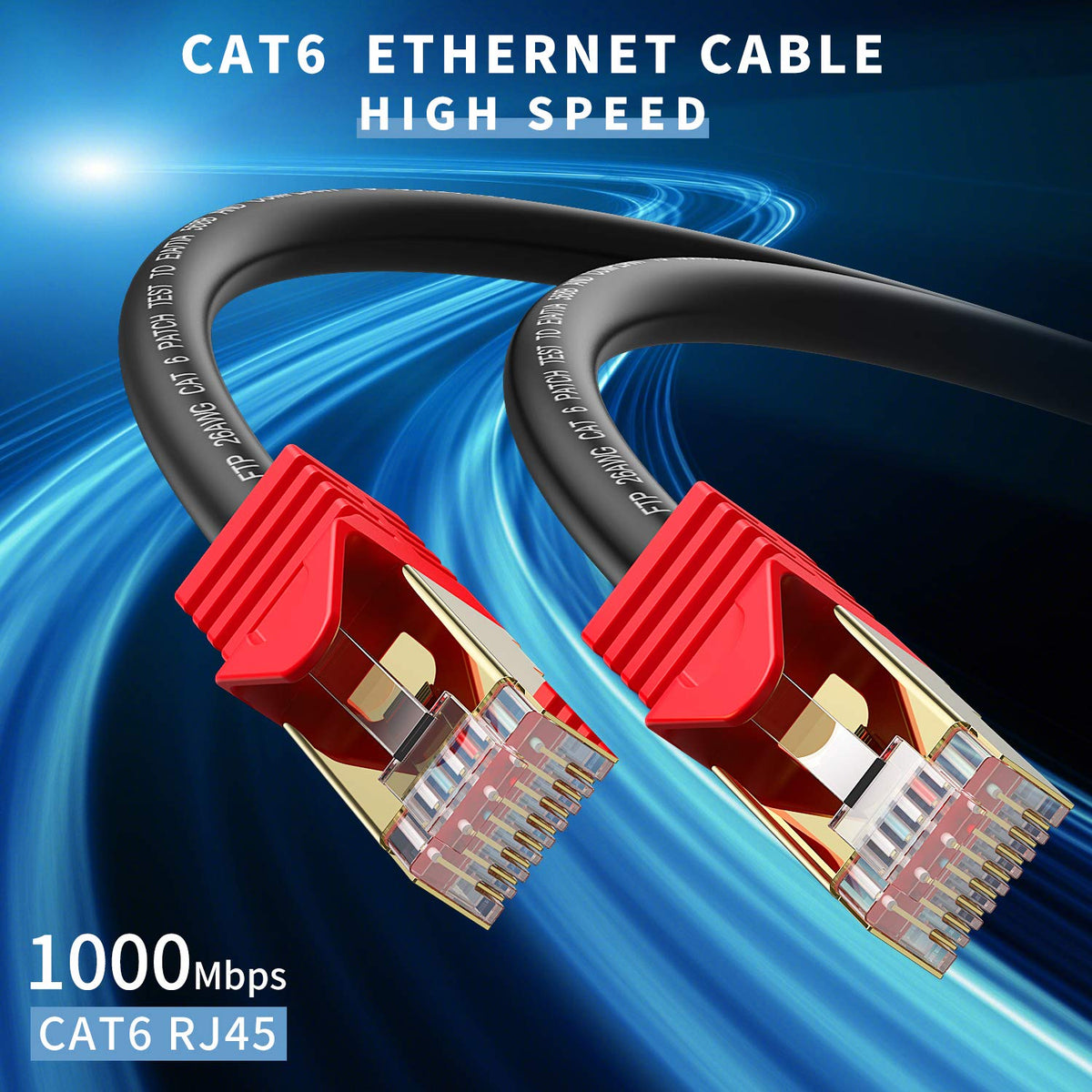 Outdoor Cat 6 Ethernet Cable 200ft 26AWG FTP Waterproof Direct Burial F988