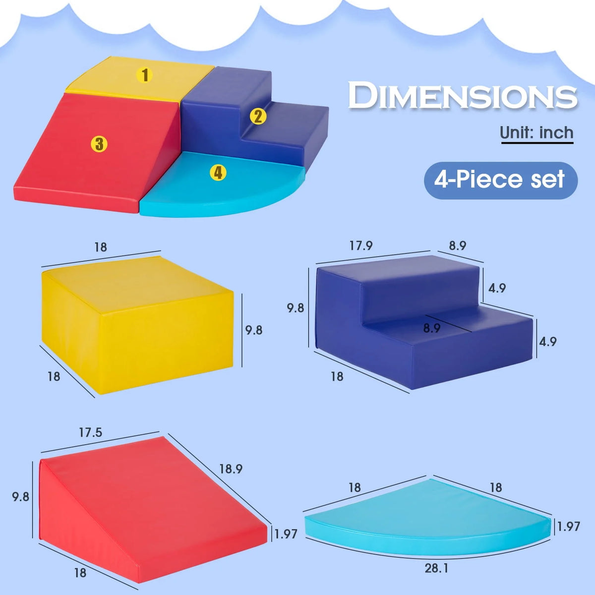 4-Piece Foam Climbing Blocks W4733