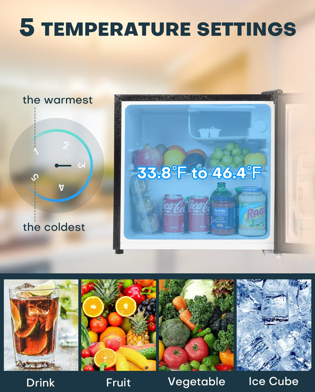 1.7 Cu.ft Mini Fridge with Freezer, Black Compact Refrigerator B3714