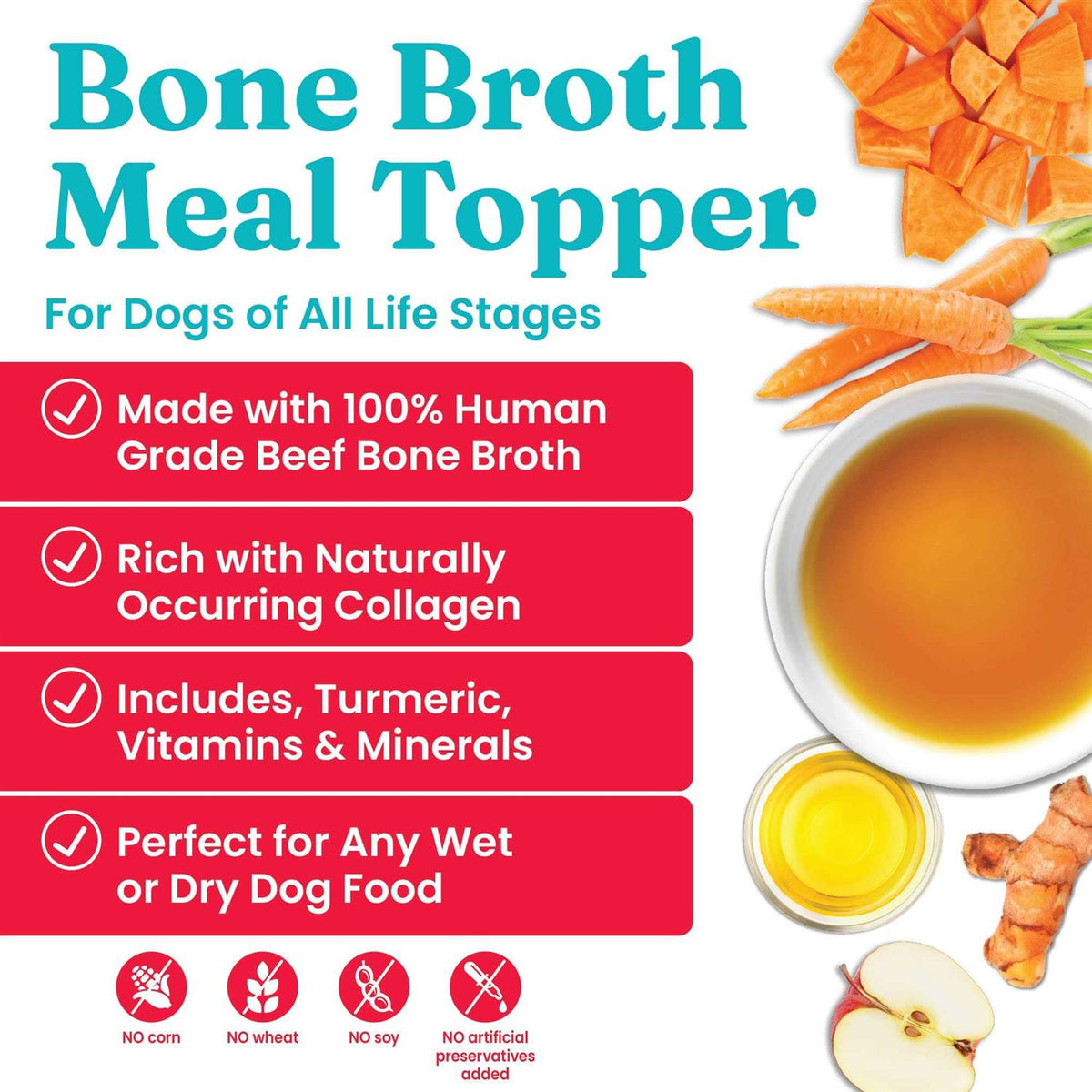 Beef Bone Broth with Turmeric Dog Food Topper V805294