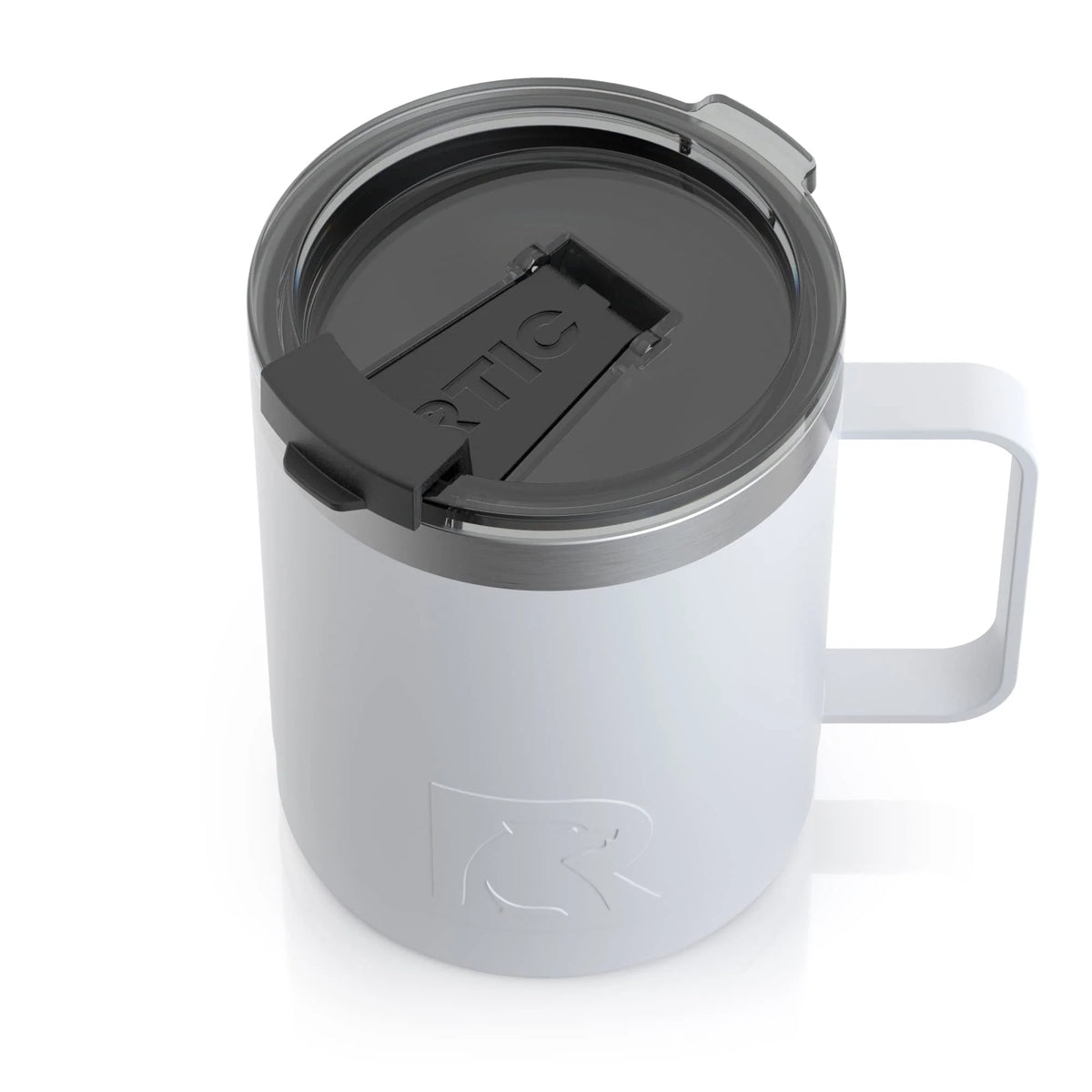 12oz White Stainless Steel Insulated Coffee Mug with Handle Y72915