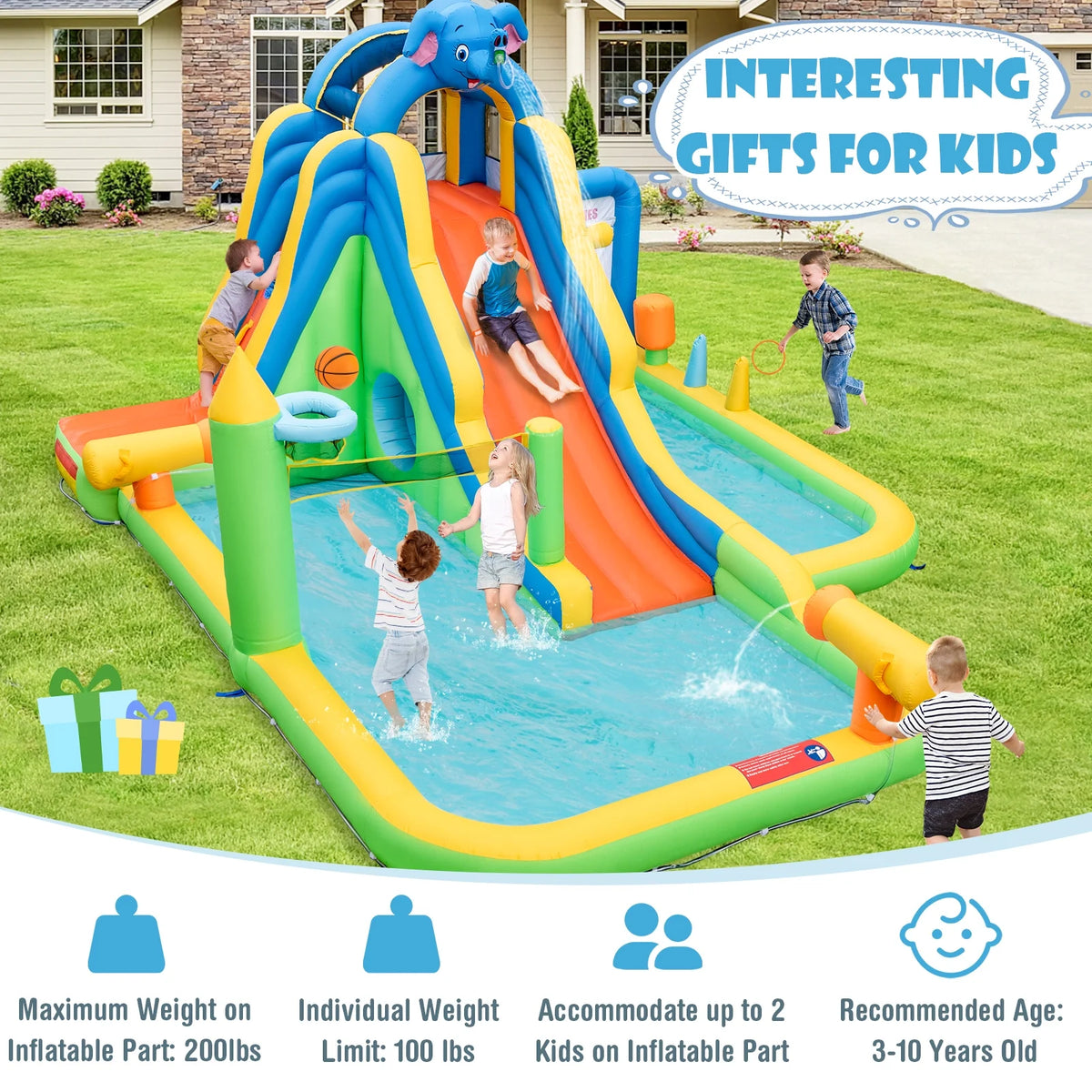 Inflatable Water Slide with Splash Pool Climbing Wall O233