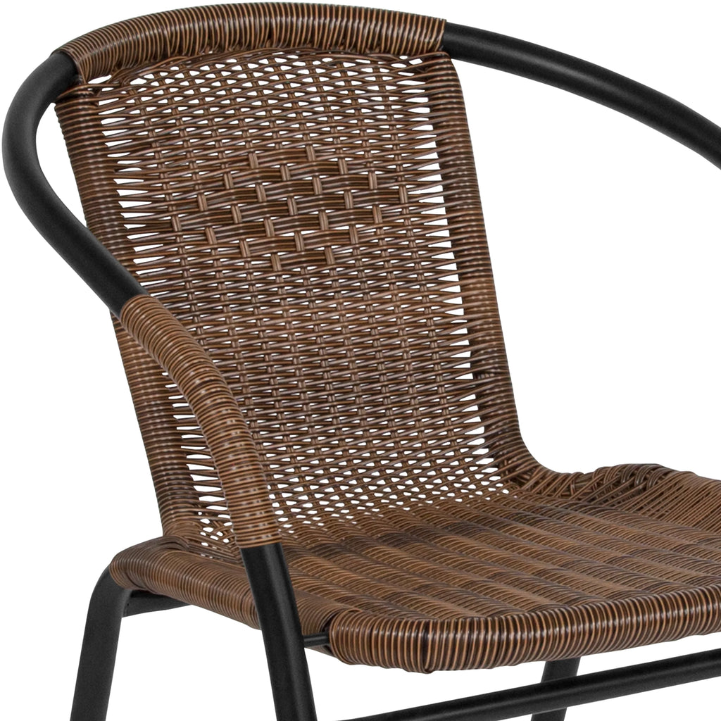 2 Pack Black Rattan Stack Chair F64210