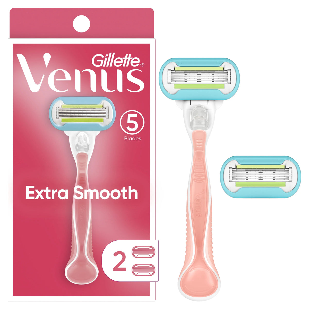 Pink Women's Razor Handle + 2 Blade Refills F86815
