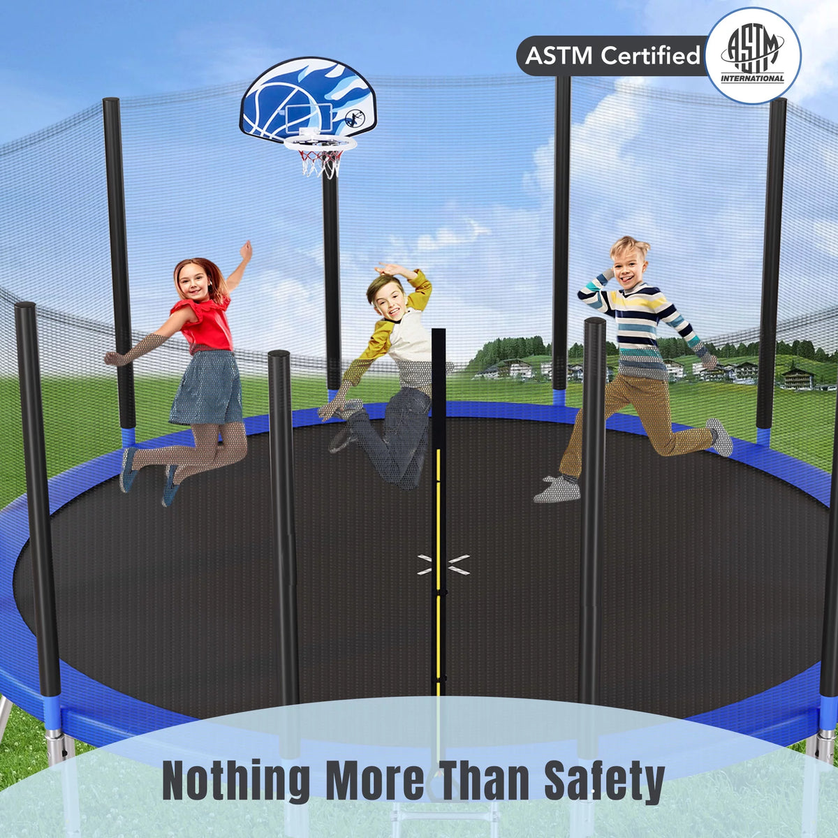 16FT Trampoline with Enclosure, Ladder, Basketball Hoop P31715