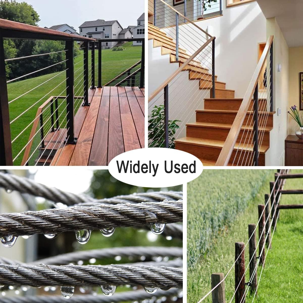 T316 Stainless Steel Cable 66FT 1/8" 7 x 7 Strands N13614