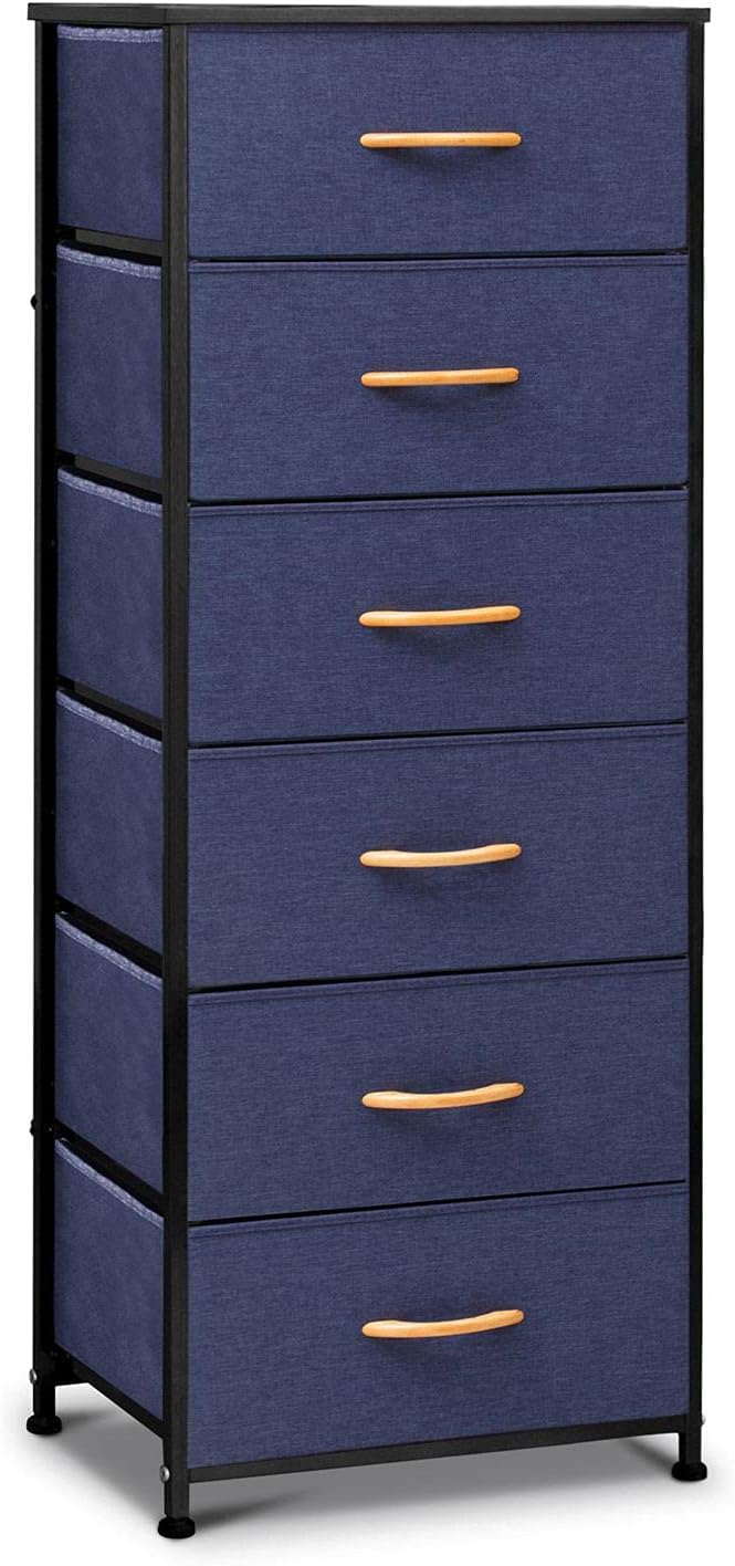 Brown 6 Drawer Fabric Dresser with Metal Frame R45385