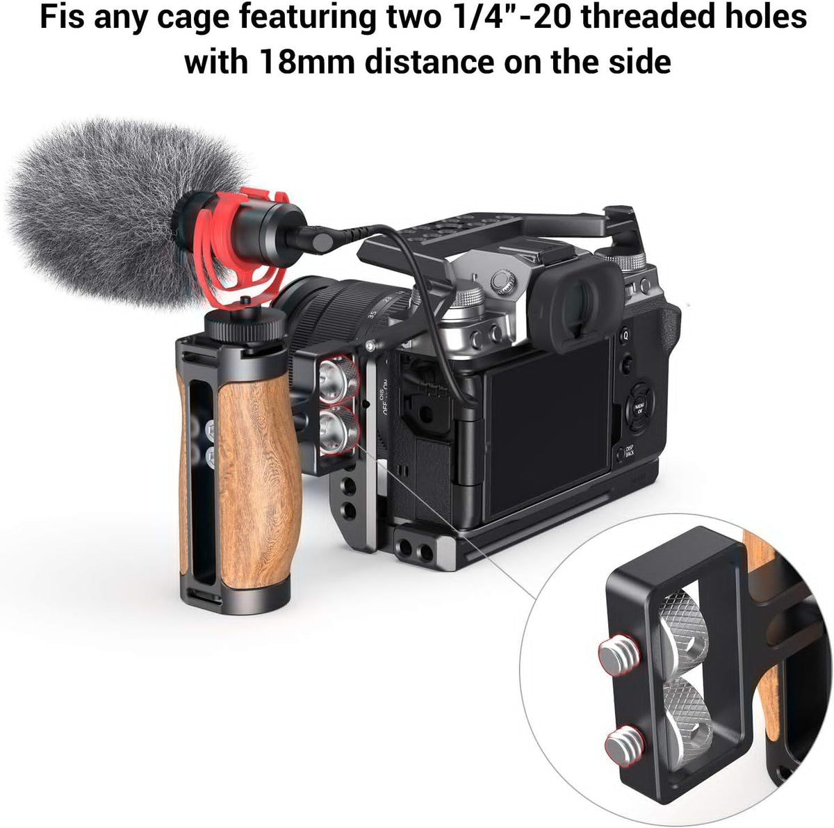 Wooden Mini Handle Side Handgrip with 1/4-20 Screws B9544