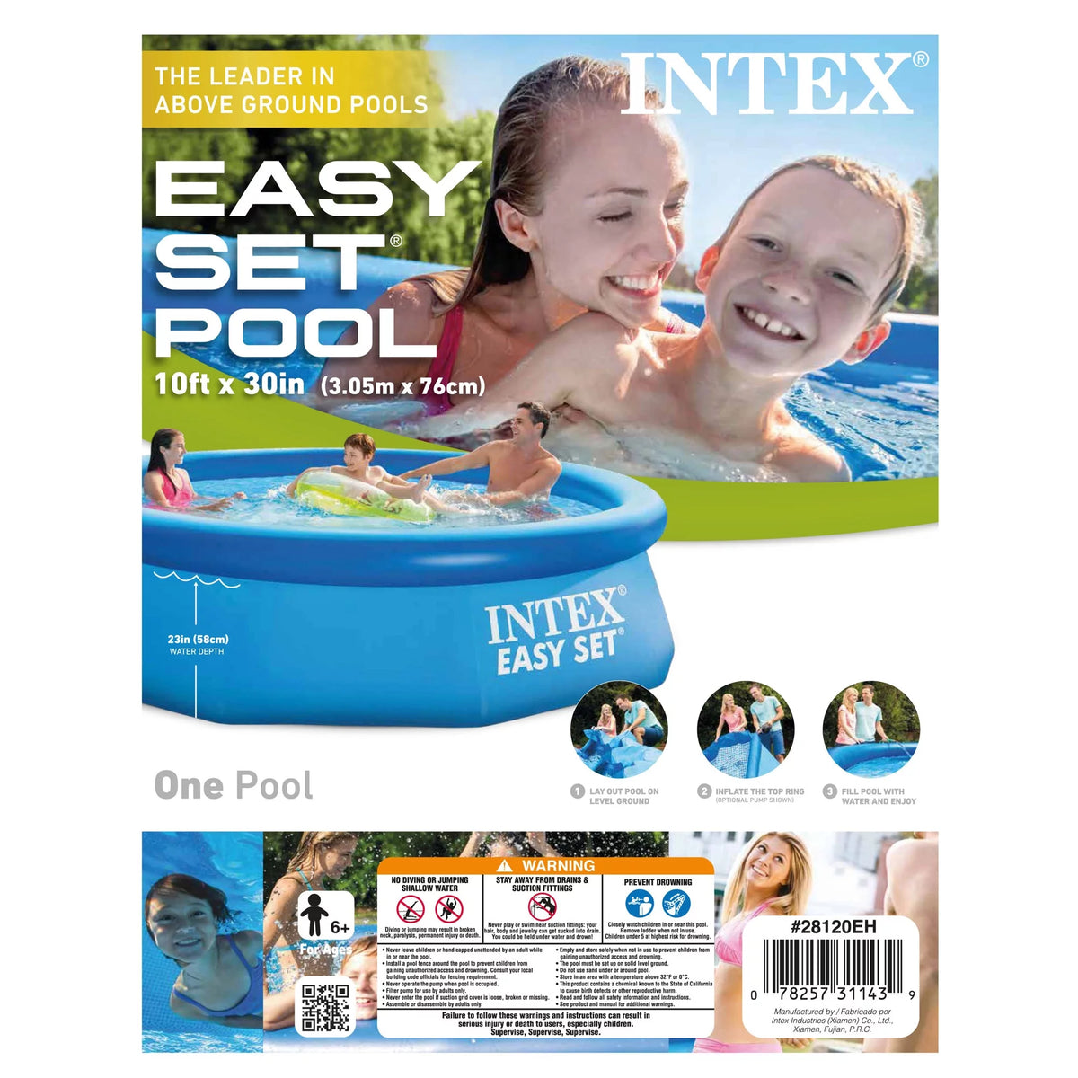 Inflatable Round Swimming Pool & Debris Cover E385