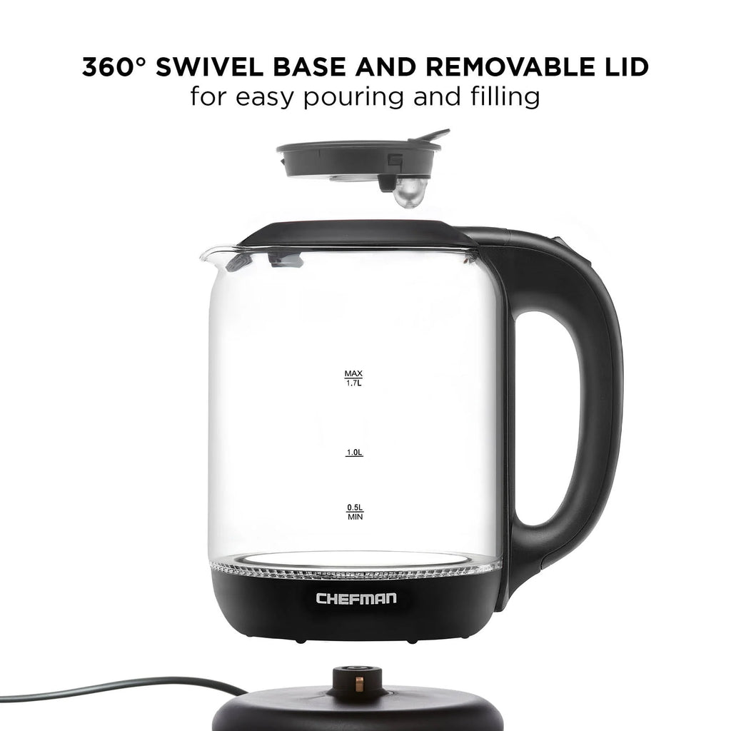 1.7 Liter Electric Kettle with Removable Lid and LED Indicator Lights Black Z885