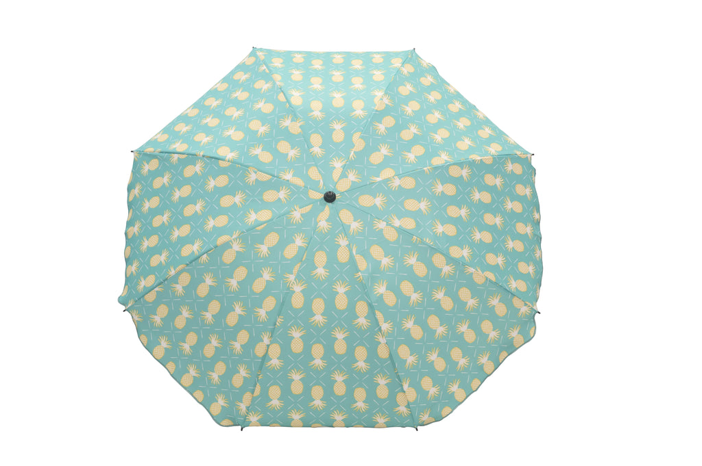6 Pcs Blue Steel Folding Outdoor Dining Set with Umbrella N9380