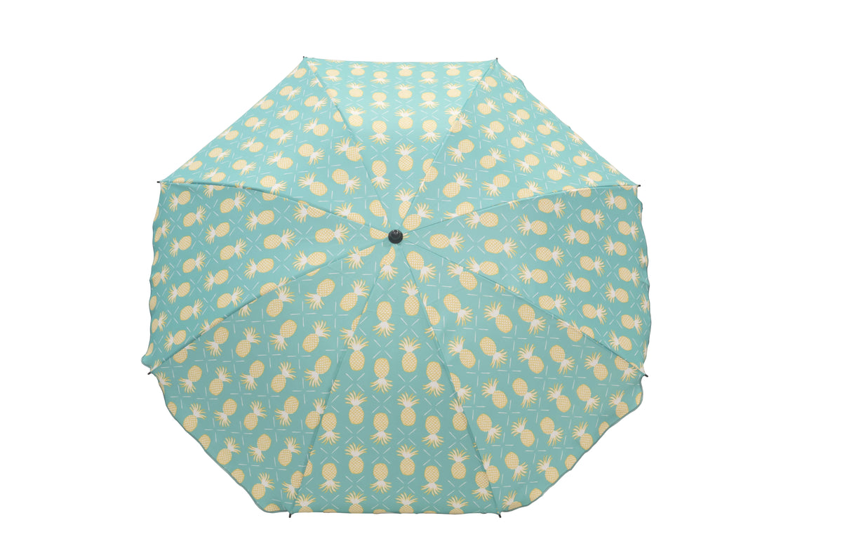 6 Pcs Blue Steel Folding Outdoor Dining Set with Umbrella N9380