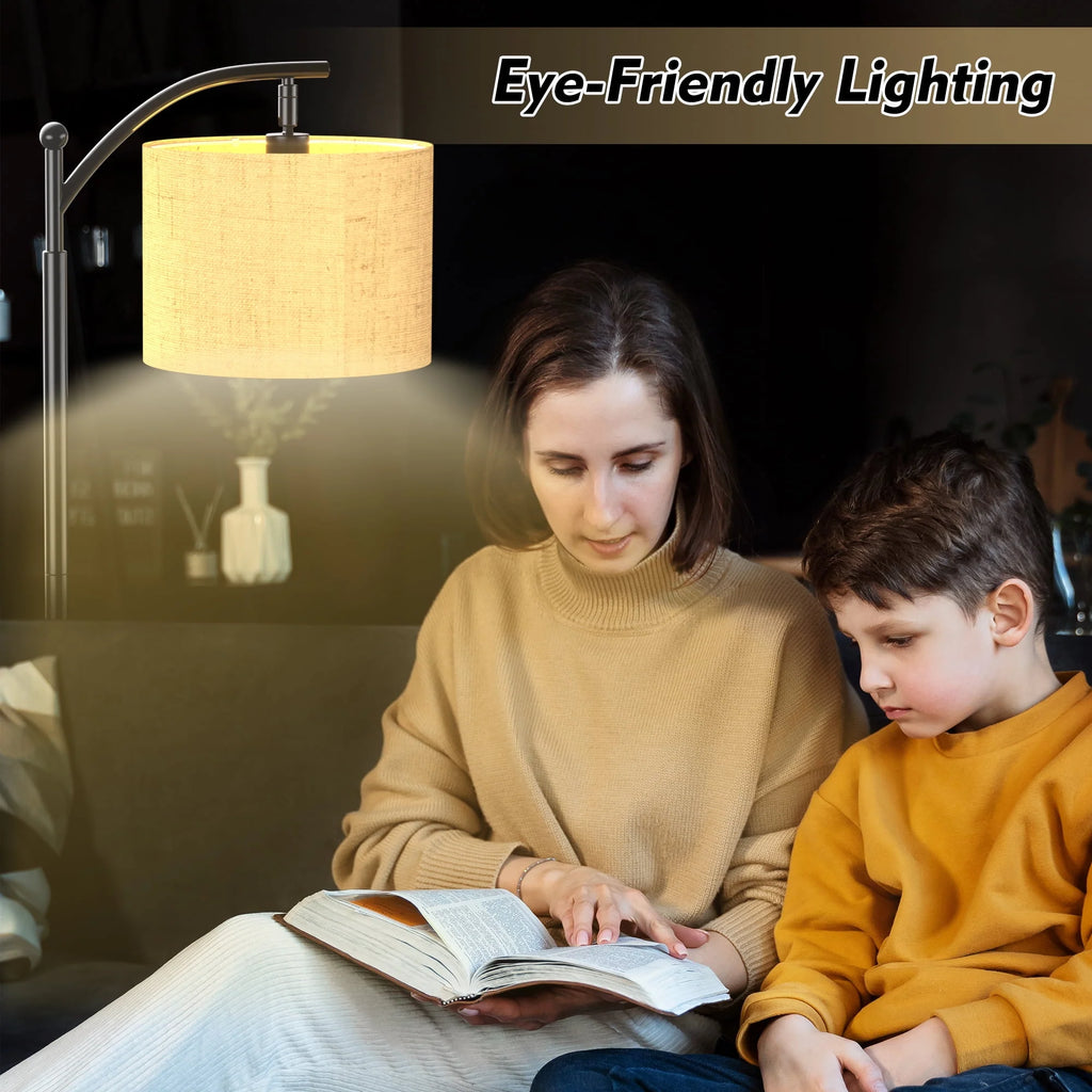 Tall Modern Floor Lamp with Linen Shade N488