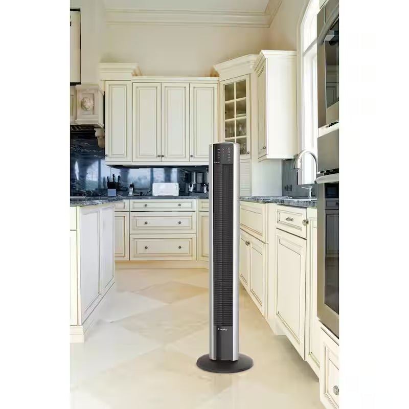 48 in. 4 Speed Silver Oscillating Tower Fan with Timer and Remote Control P9305