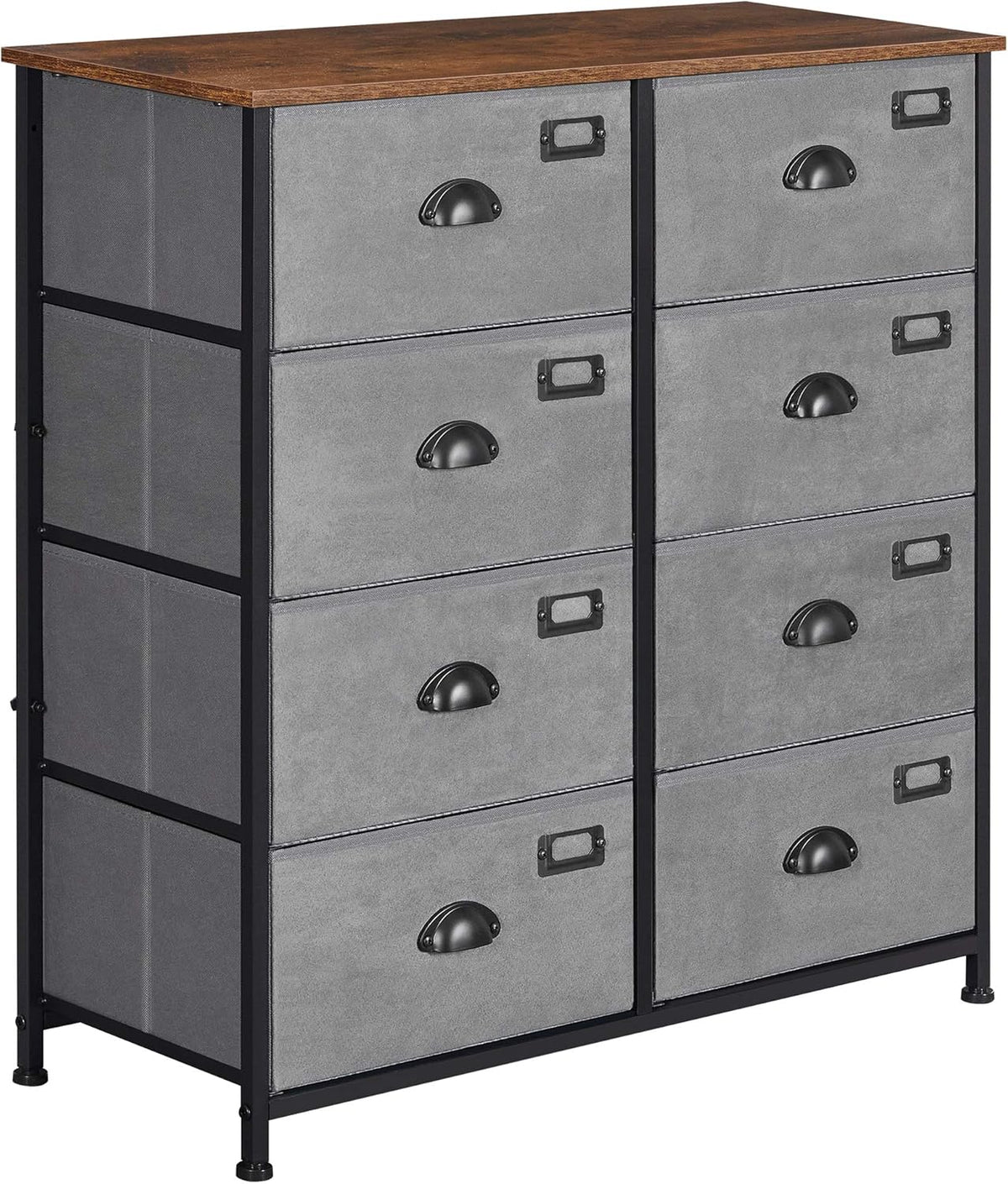 Rustic Brown and Black 8 Fabric Drawer Dresser X5276