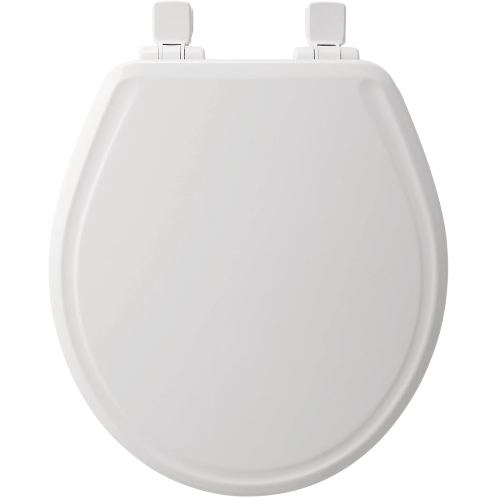 Slow Close Round Enameled Wood Toilet Seat in White N778777