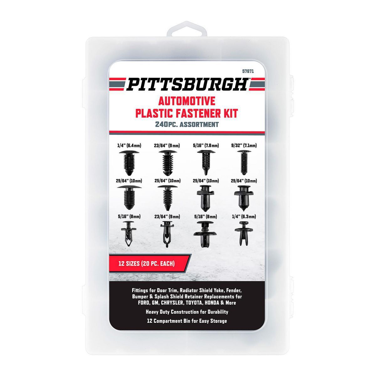 Automotive Plastic Fastener Kit, 240-Piece J42393
