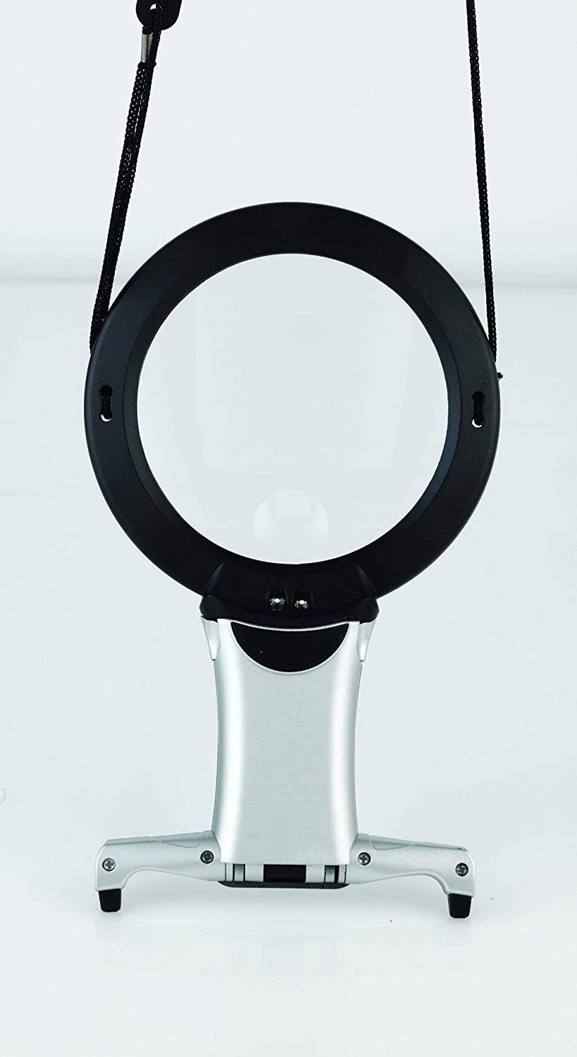 Black Hands Free LED Neck Magnifier with Stand E208491