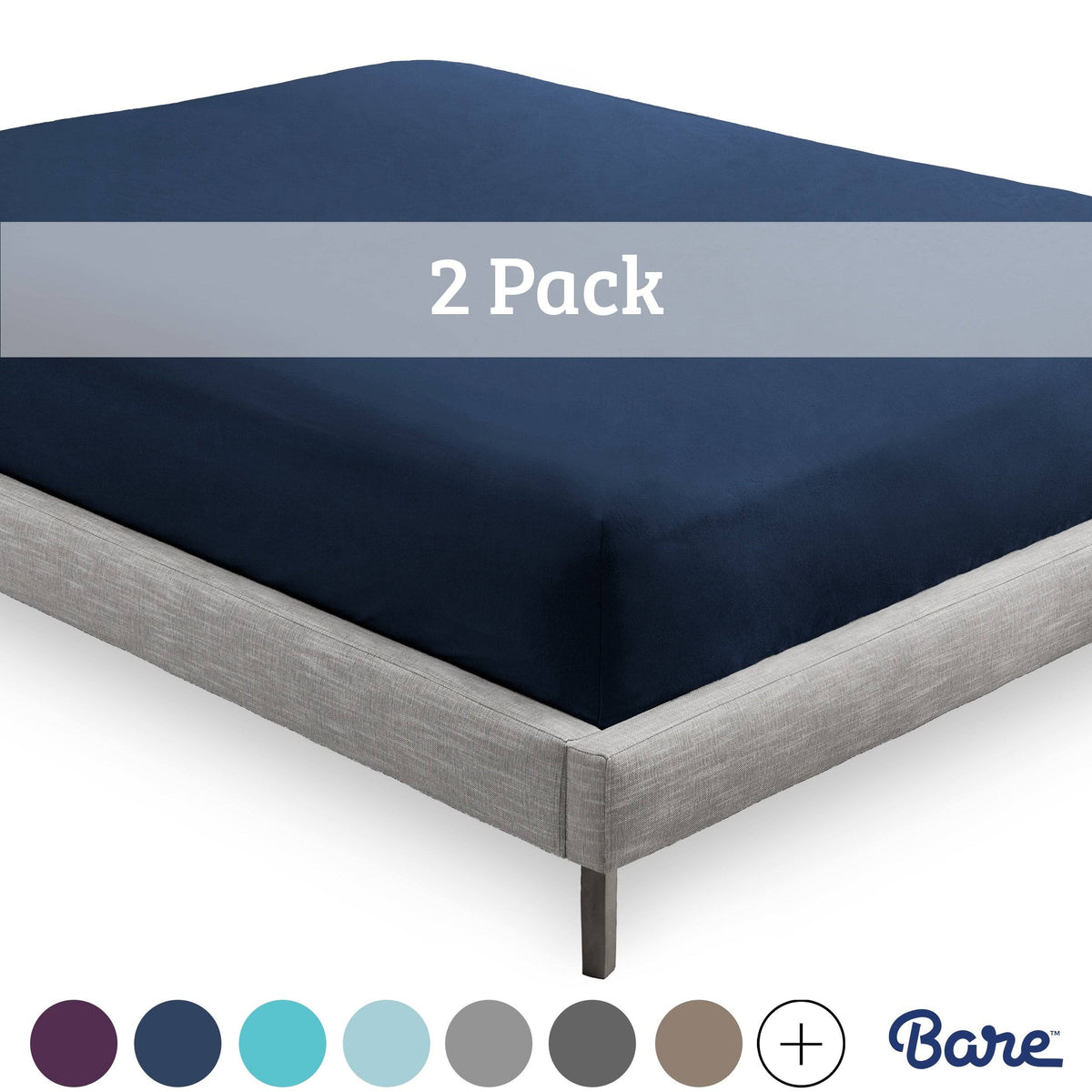 2-Pack Microfiber Fitted Bottom Sheets Deep Pocket California King Light Grey B5865