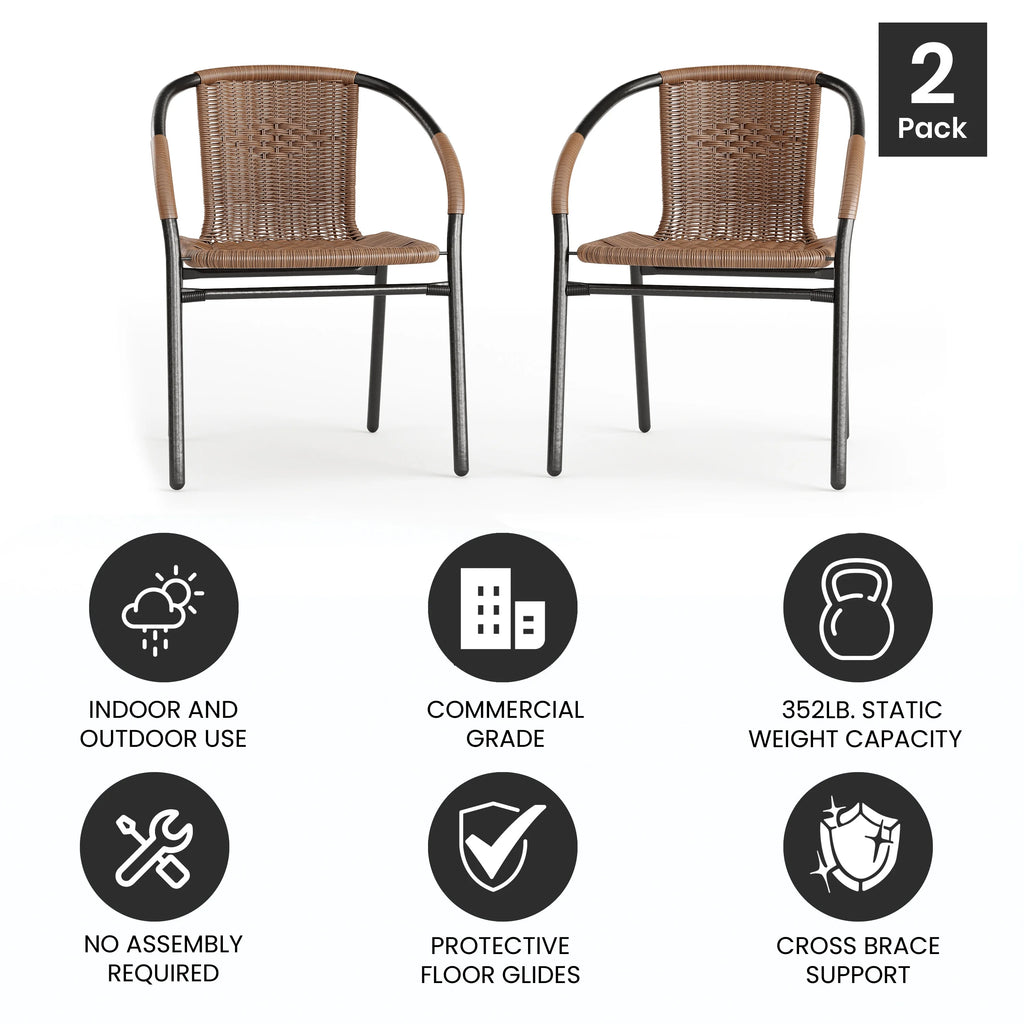 2 Pack Black Rattan Stack Chair F64210