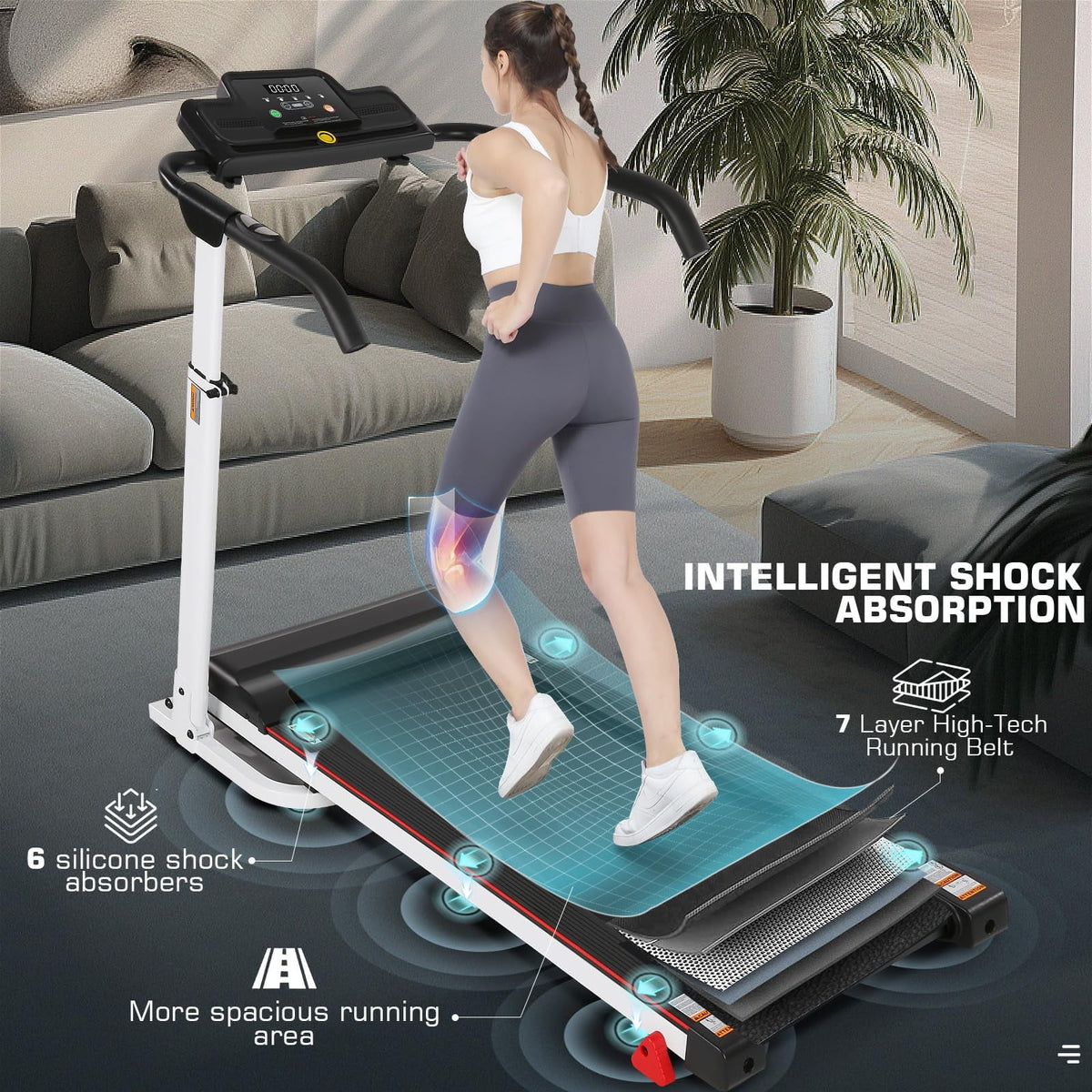Folding Treadmill with Removable Desk, White P776