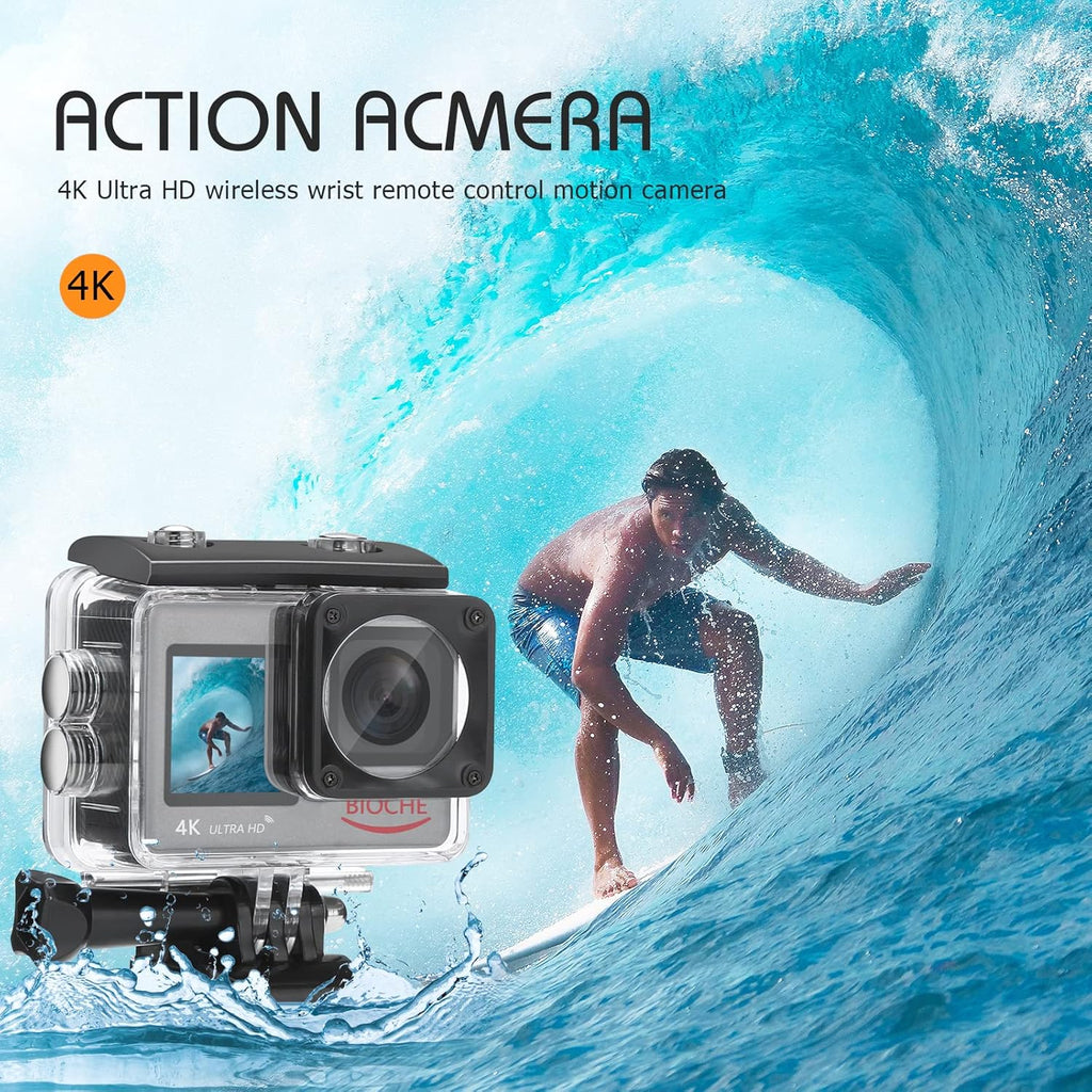 4K60FPS WiFi Dual Screen Action Camera 20MP Touch Screen EIS 170 Angle Wide 30m Waterproof 4X Zoom Sports Camera C1936