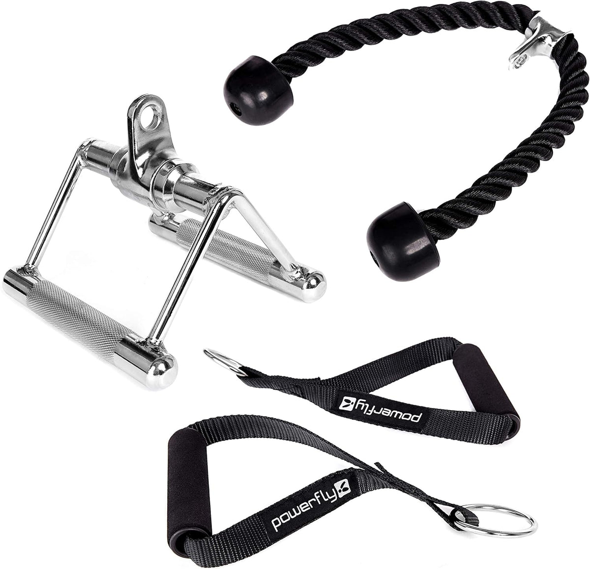 Cable Machine Attachment Set with Tricep Rope, Handles and V Row Handle P757