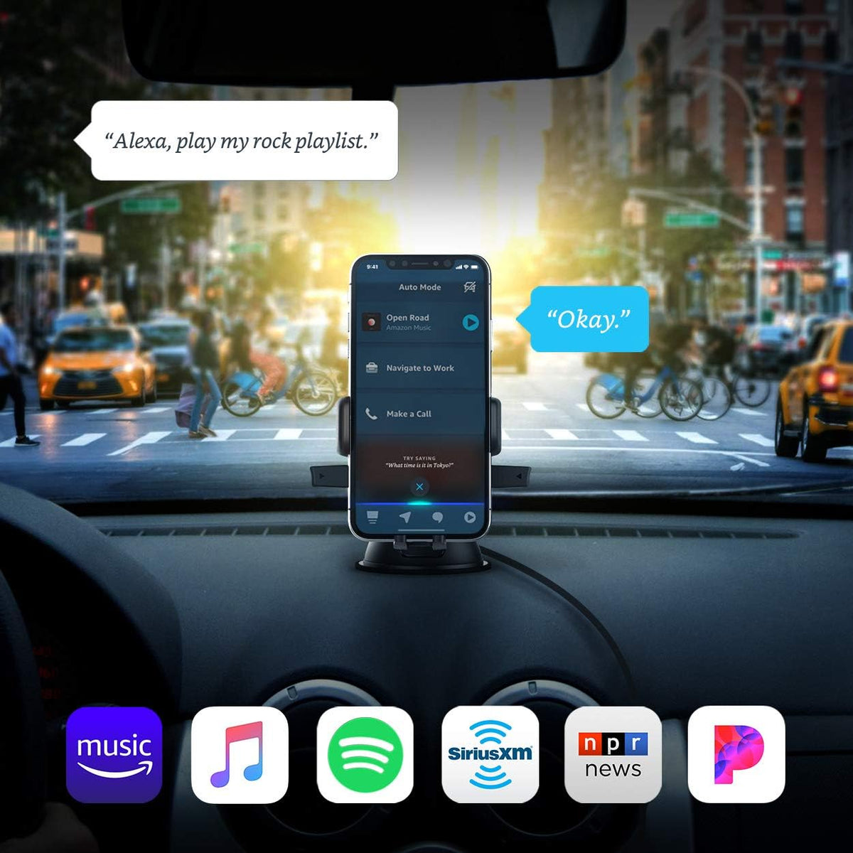Car Mount Phone Holder with Alexa Built in L96415