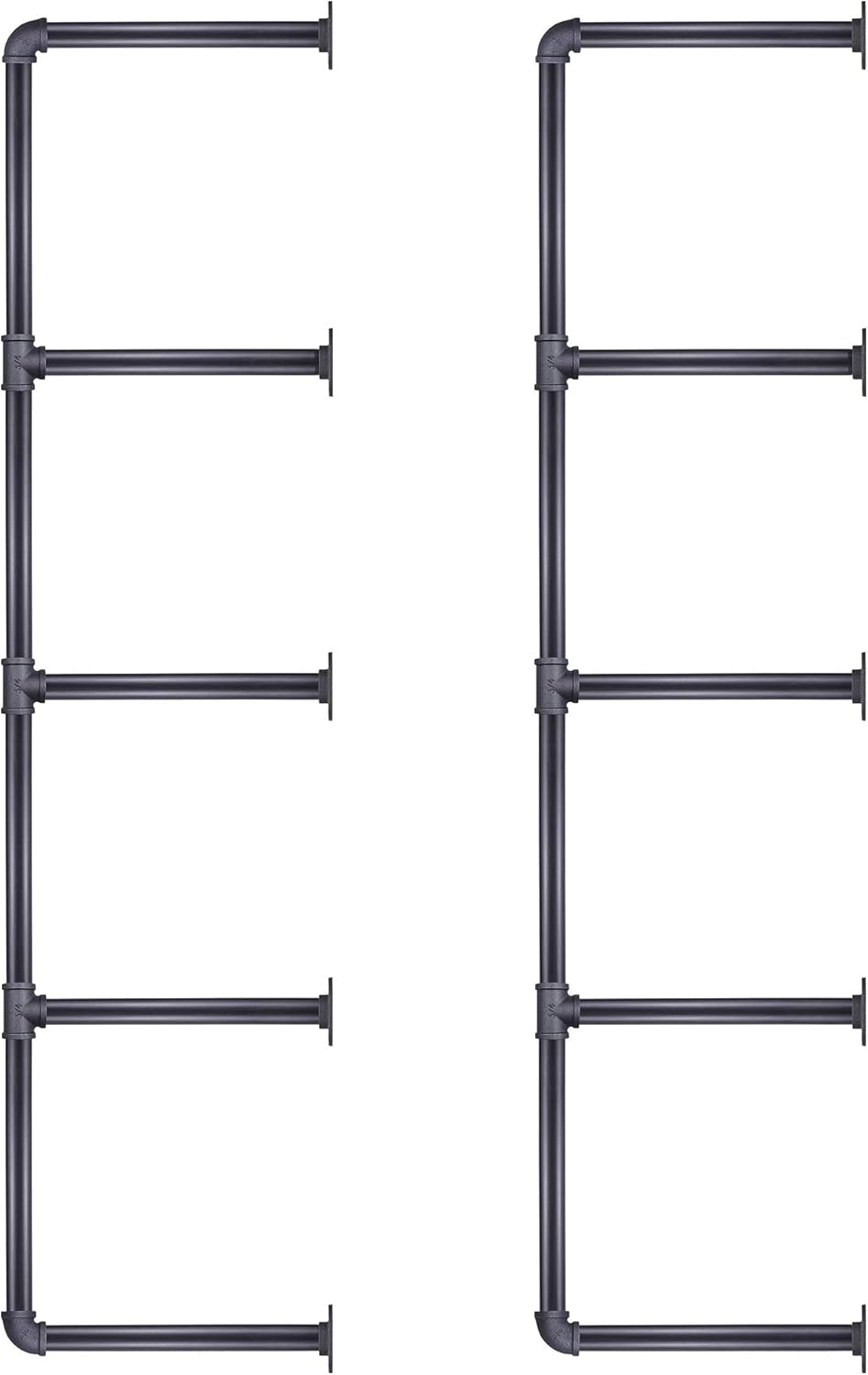 5 Tier Industrial Iron Pipe Wall Mount Bookshelf, 2 Pack 52 Inch W101503