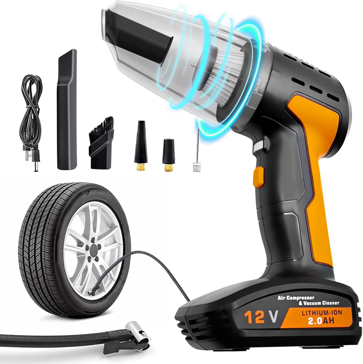 Portable Car Vacuum Cleaner Tire Inflator 4-in-1 F59467