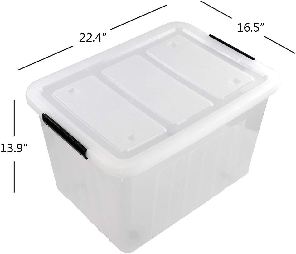30 L Clear Plastic Storage Box with Wheels, 4-Pack U348588