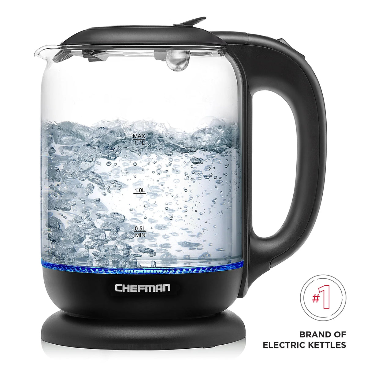 1.7 Liter Electric Kettle with Removable Lid and LED Indicator Lights Black Z885