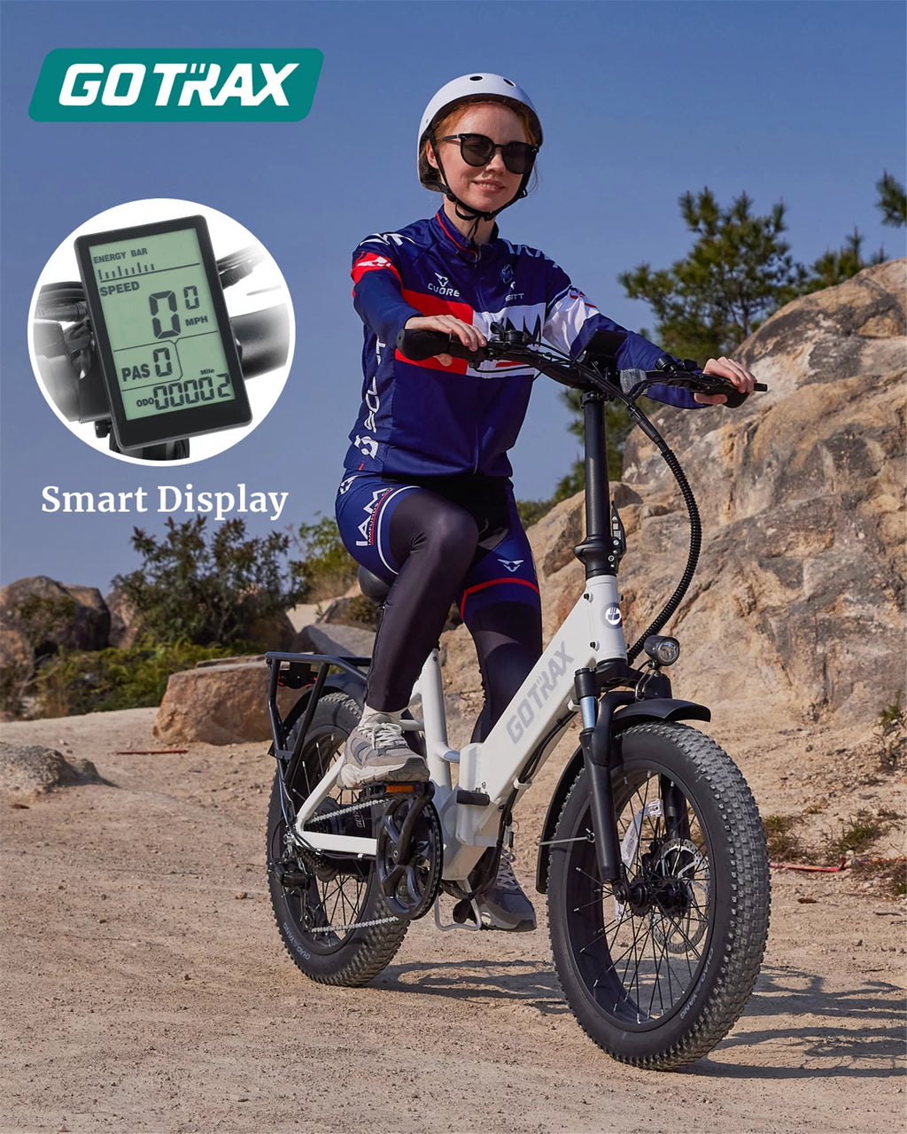 White 500W 20 x 3 Fat Tire Folding Electric Bike U4432