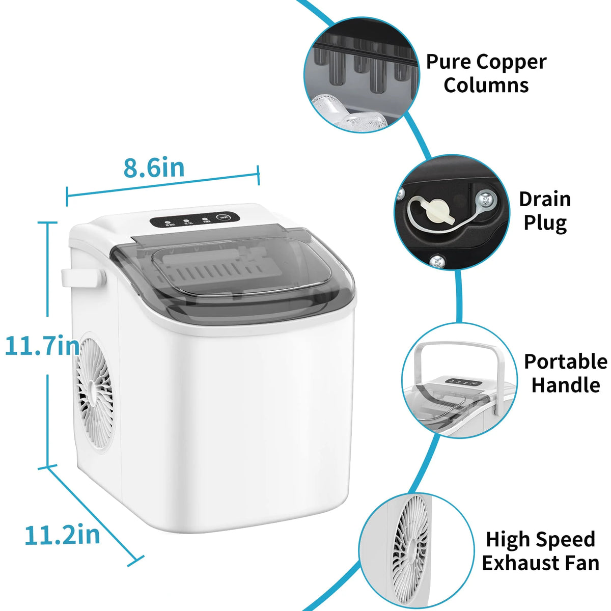 Countertop Portable Ice Maker with Ice Scoop and Basket A419393