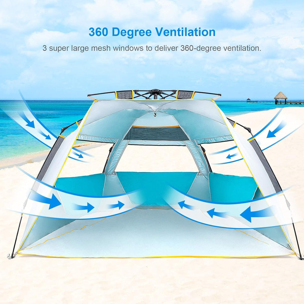 3-4 Person UPF 50+ Portable Beach Tent with Porch L903748