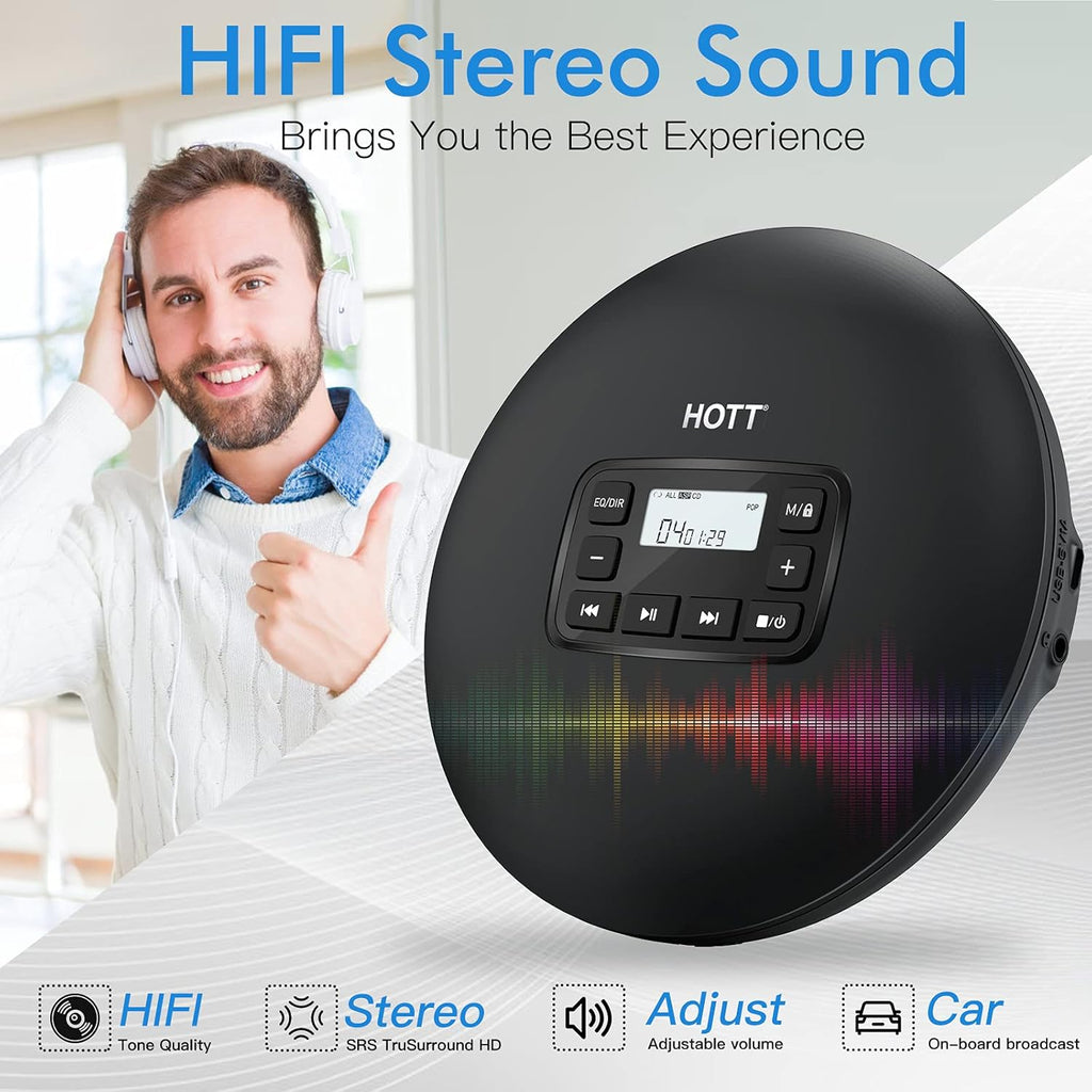 Black Portable CD Player with Headphones D715452