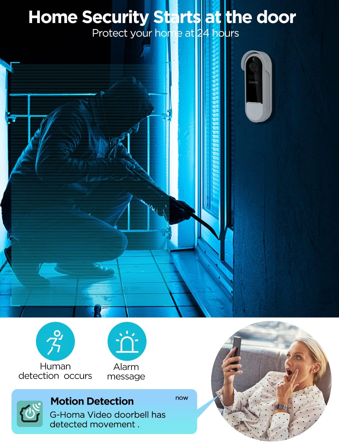 Wireless Wi-Fi Video Doorbell Camera with Motion Detector Y16737